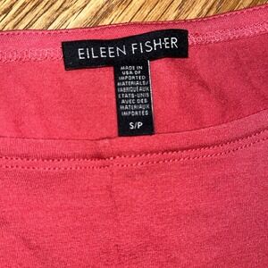 Eileen Fisher Small Asymetric Tunic Top 3/4 Sleeve Knit Melon Viscose Spandex